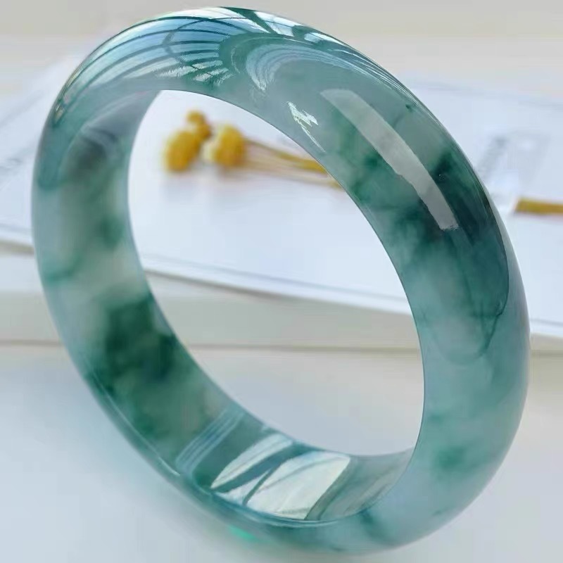 Bracelets - Ice Jadeite Bracelet from Myanmar, a