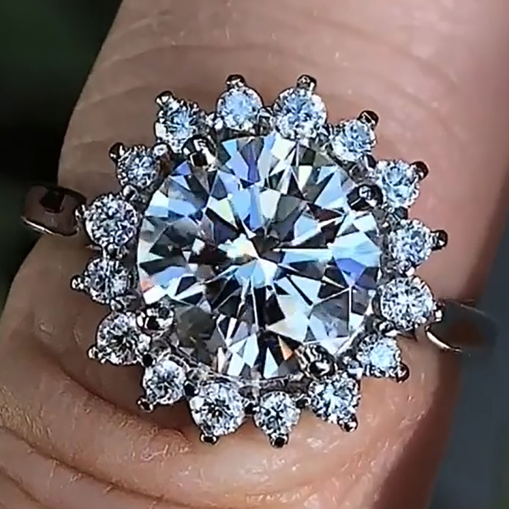 Moissanite Engagement Ring 1 Carat - Custom Solid 10K White Gold Women