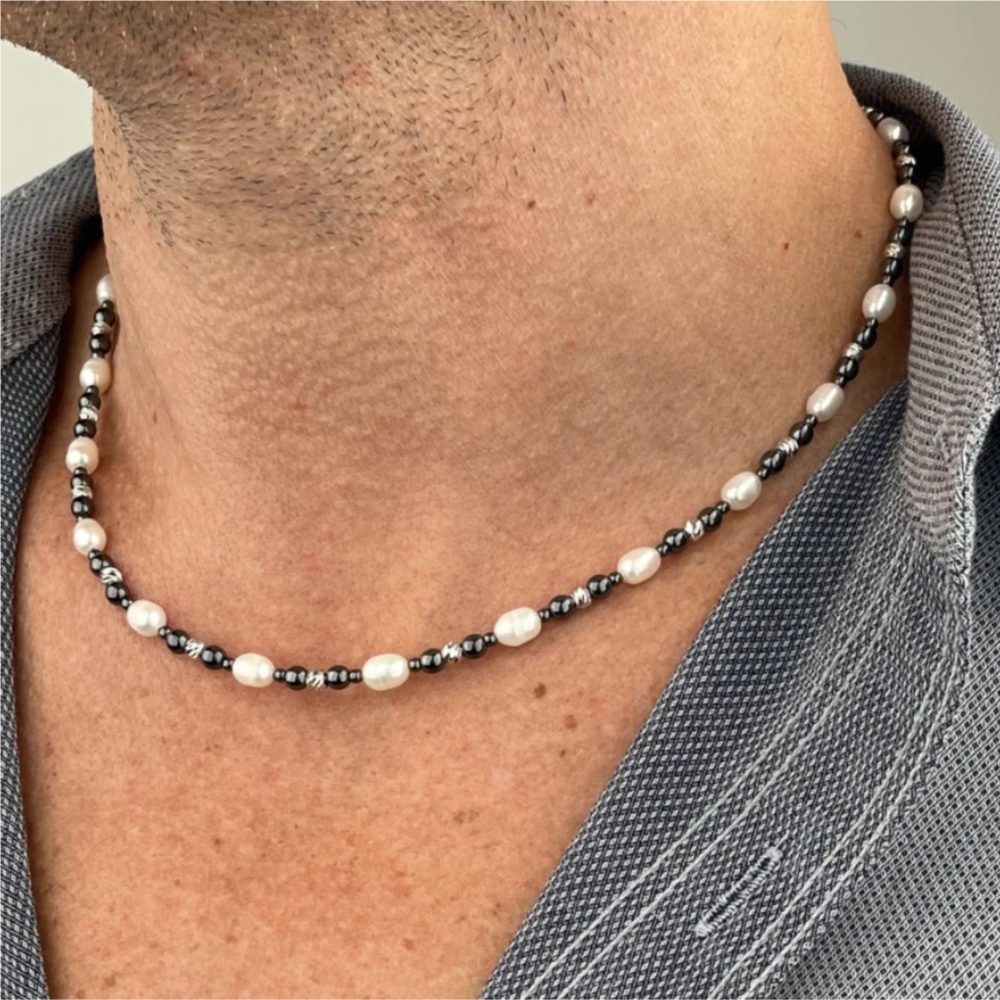 Pearl Choker Necklace Vintage - Retro Black Natural Stone Baroque Pearl