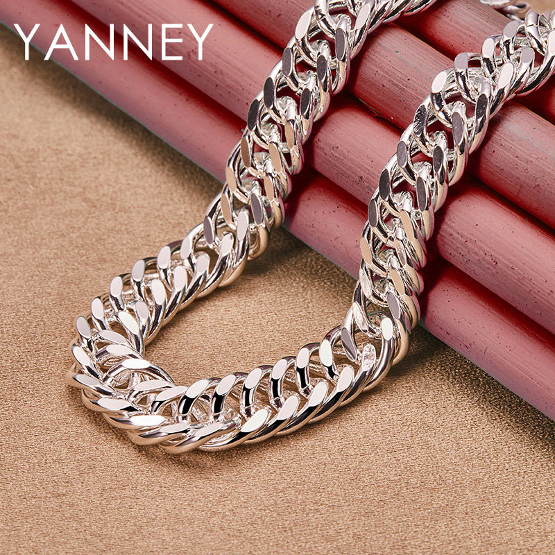 Cuban Link Chain 12Mm - 10MM 925 Sterling Silver 20/24 Inches