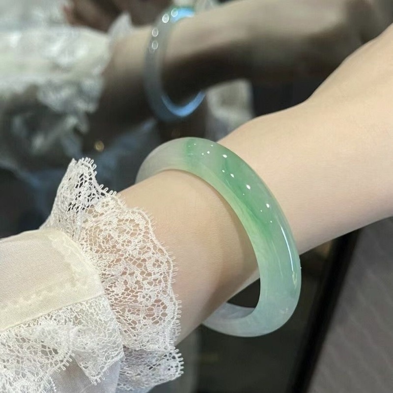 Bracelets - Myanmar ice jade natural with floral