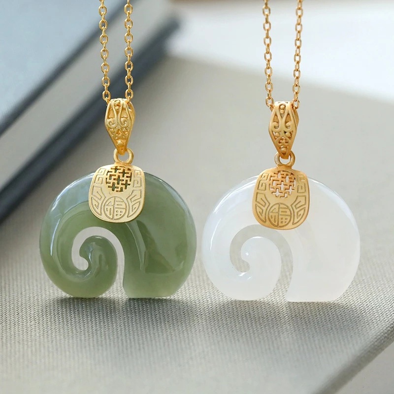 Crystal Pendant Necklace Natural Stone - Boutique Natural Stone Hetian Jade Elephant