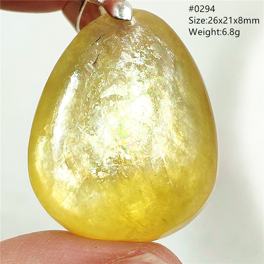 925 Sterling Silver Chain Necklace Men - Natural Yellow Lepidolite Quartz Gold Tourmaline