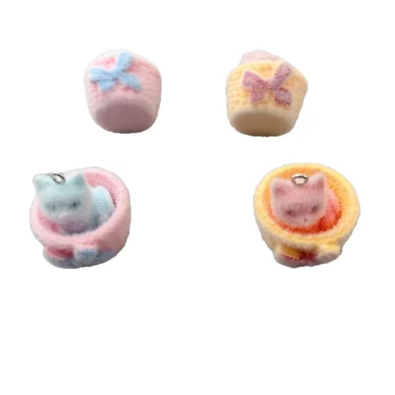 4pcs 3D plush resin cat pendan - Earrings ulasan dan harga