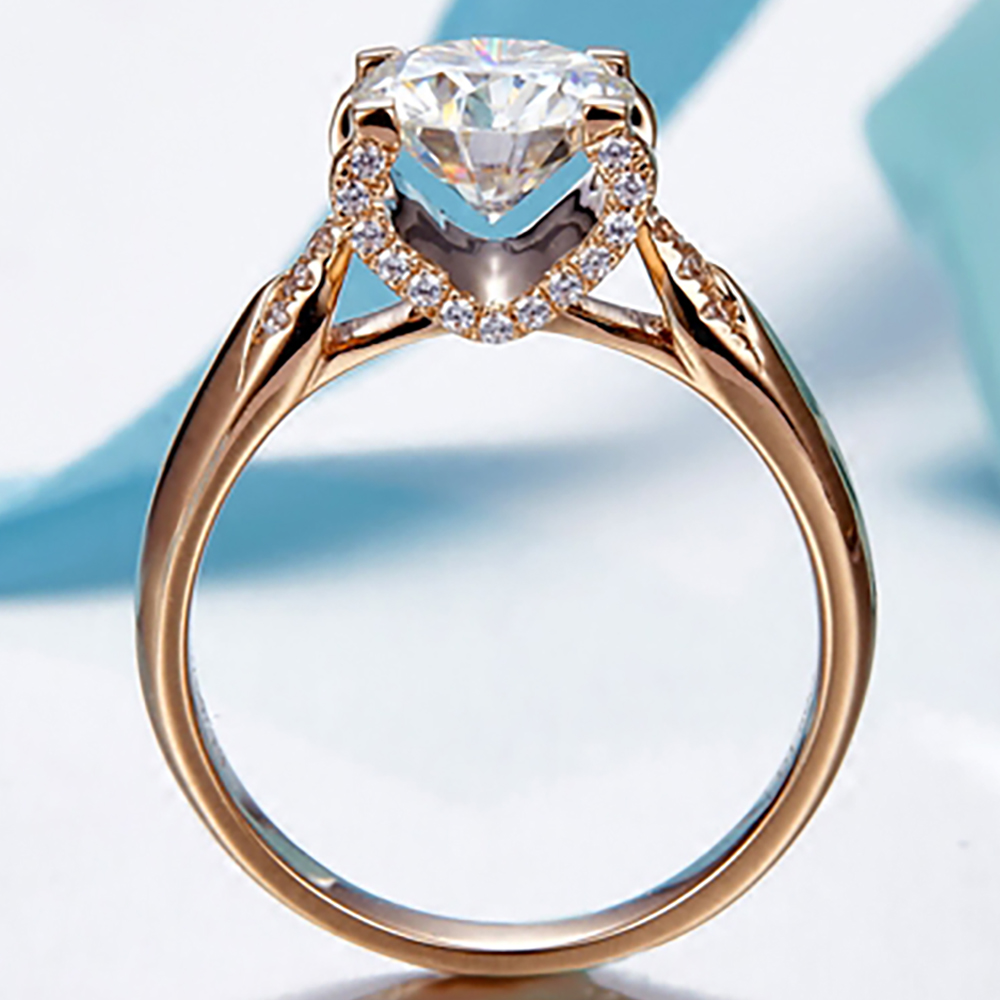 Custom Solid 18K Au750 White G - Moissanite Engagement Ring 1 Carat ulasan dan harga