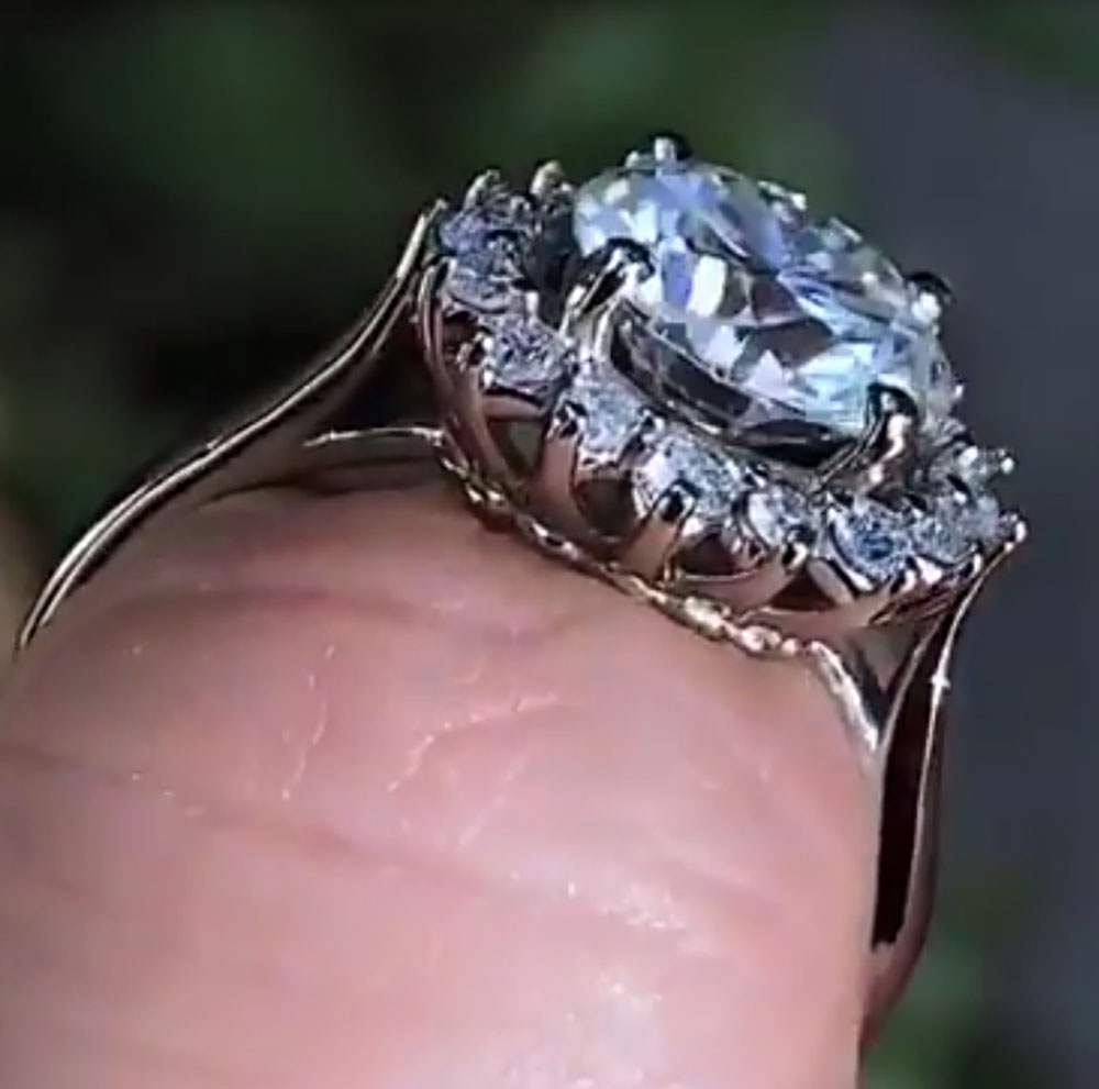 Custom Solid 10K White Gold Wo - Moissanite Engagement Ring 1 Carat ulasan dan harga