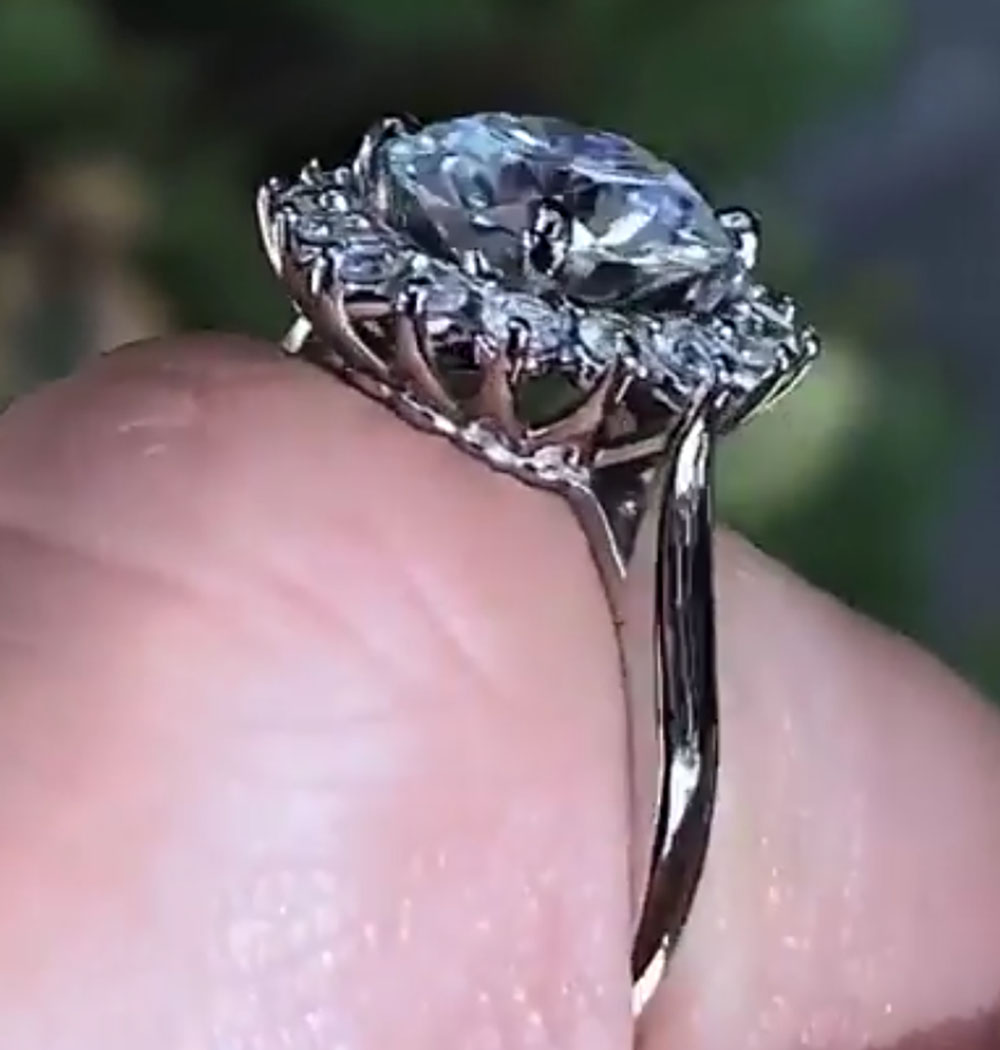 Custom Solid 10K White Gold Wo - Moissanite Engagement Ring 1 Carat ulasan dan harga