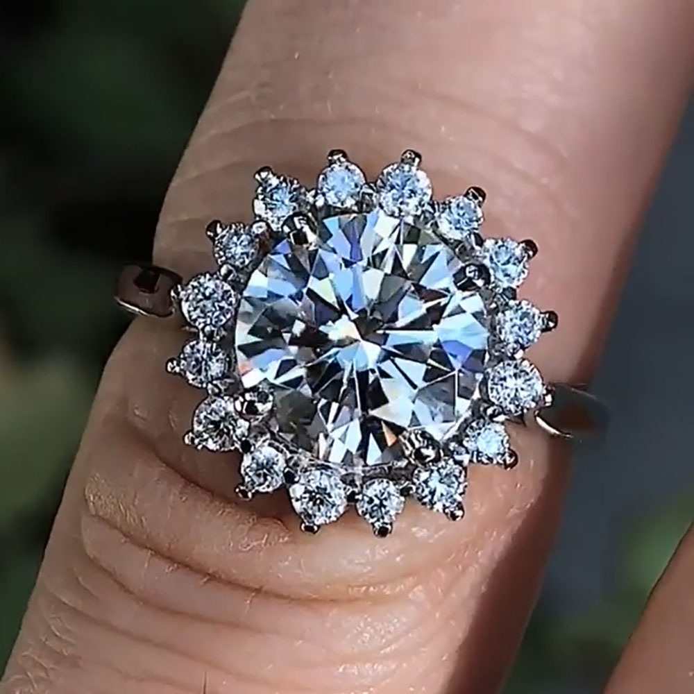 Custom Solid 10K White Gold Wo - Moissanite Engagement Ring 1 Carat ulasan dan harga