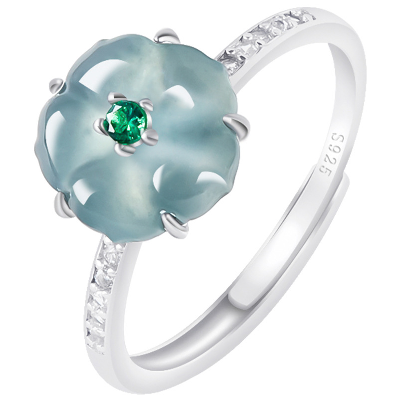 Blue Burmese Jadeite Flower Ri - Rings ulasan dan harga