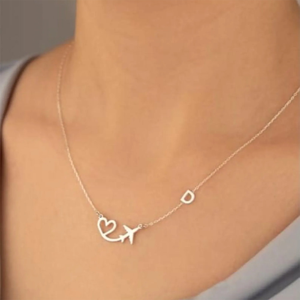 Personalized Heart Airplane In - Custom Name Necklace Stainless Steel ulasan dan harga