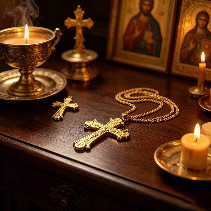 Premium Orthodox Crucifix Neck - Cross Pendant Necklace Gold ulasan dan harga