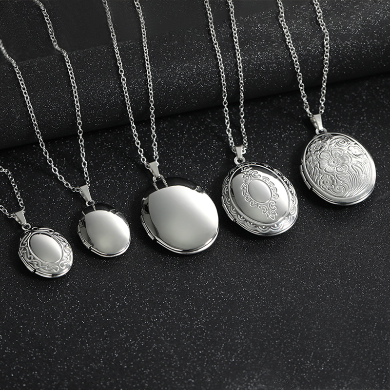 Vintage Silver Color Openable  - Heart Locket Necklace Photo ulasan dan harga