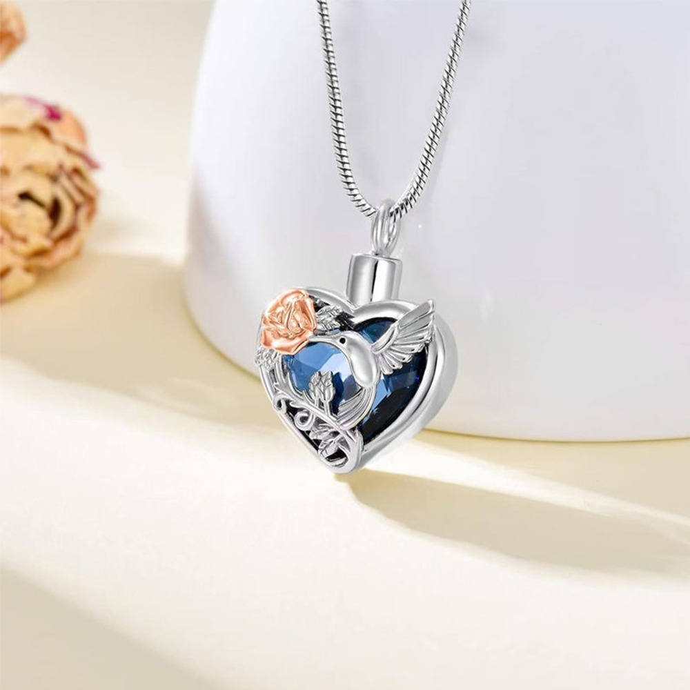 Hummingbird Heart Urn Locket N - Heart Locket Necklace Photo ulasan dan harga