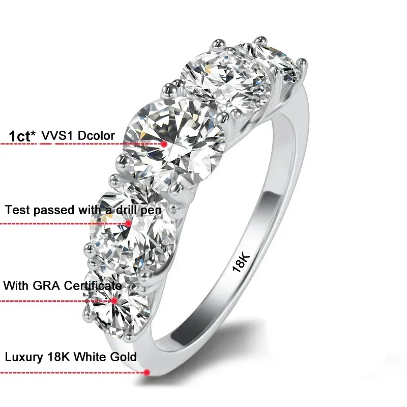 Luxury 18K White Gold Wedding  - Moissanite Engagement Ring 1 Carat ulasan dan harga