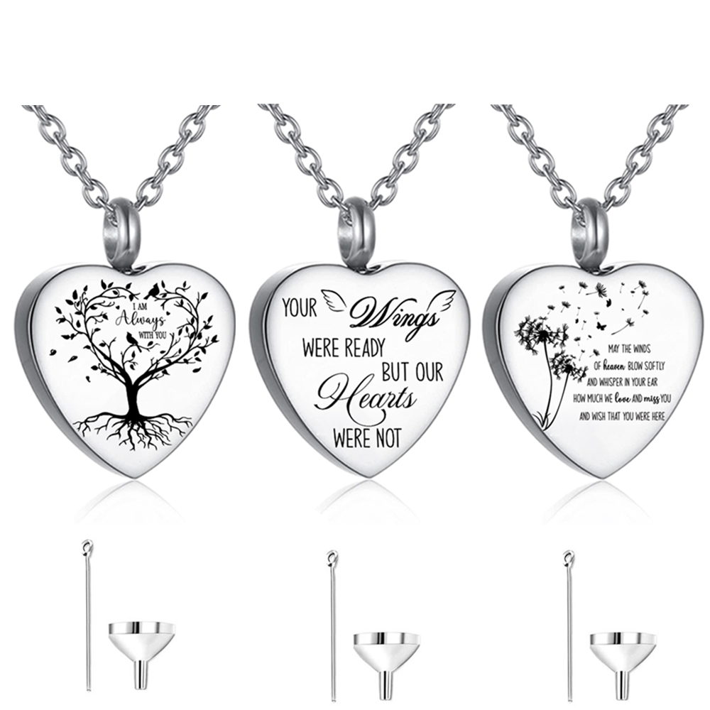 3 Styles Stainless Steel Urn N - Heart Locket Necklace Photo ulasan dan harga