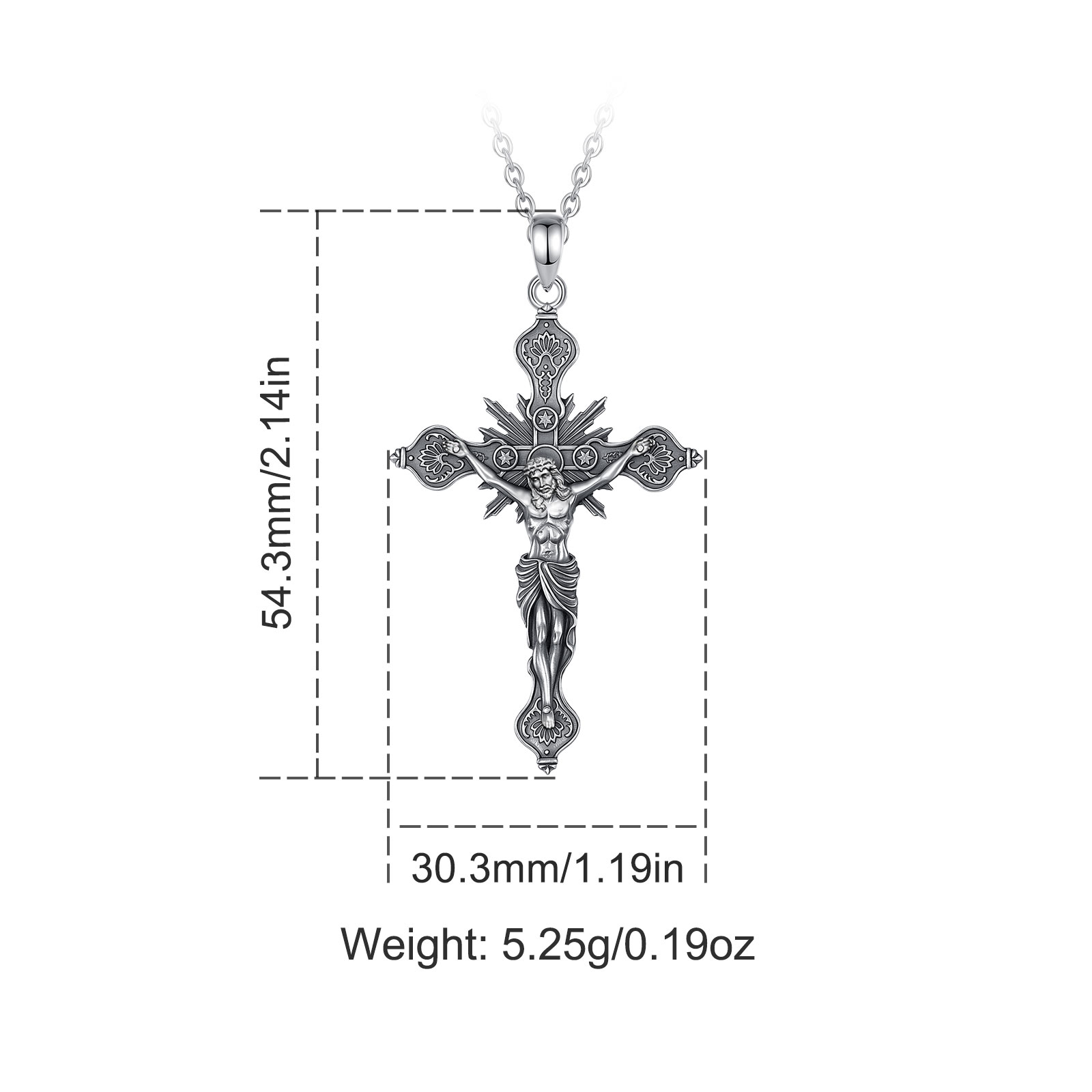 Eudora New Crucifix Cross Neck - 925 Sterling Silver Chain Necklace Men ulasan dan harga
