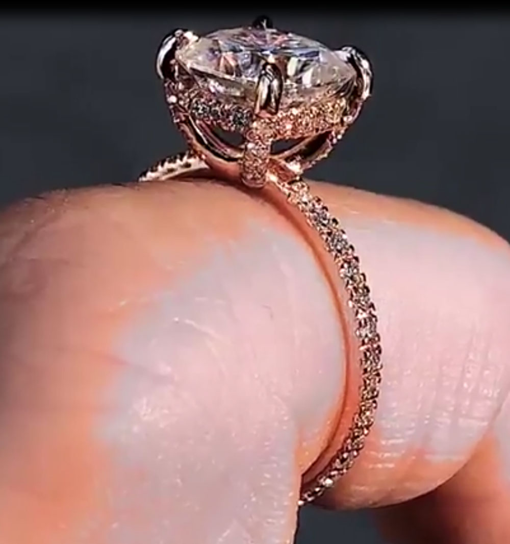 Custom Solid 14K Rose Gold Wom - Moissanite Engagement Ring 1 Carat ulasan dan harga