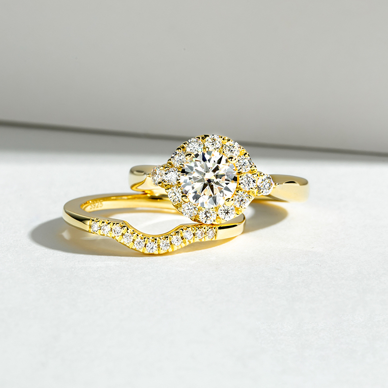 Engagement Gold Color Ring Set - Moissanite Engagement Ring 1 Carat ulasan dan harga