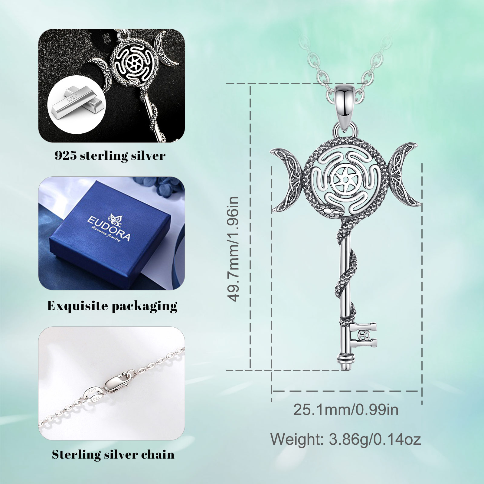 Eudora 925 Sterling Silver Hec - 925 Sterling Silver Chain Necklace Men ulasan dan harga