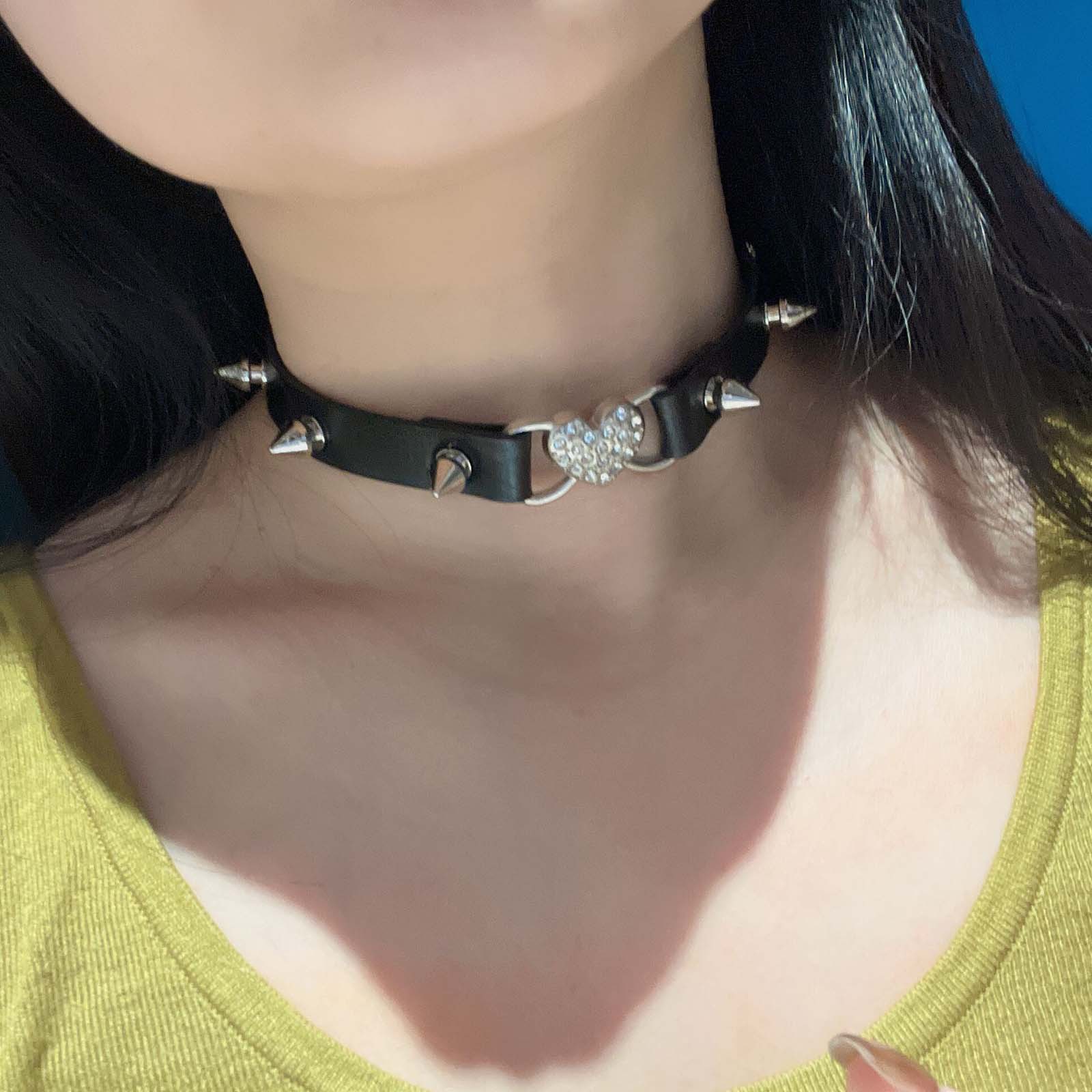 Goth Heart Collar Black Choker - Goth Punk Spike Choker ulasan dan harga