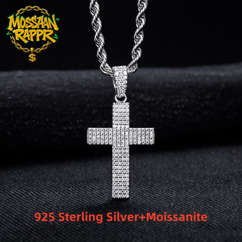 MossanRappr Moissanite Bling C - 925 Sterling Silver Chain Necklace Men ulasan dan harga
