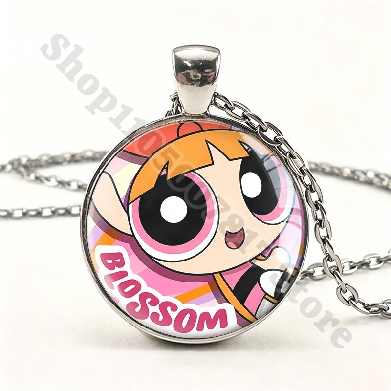 Kawaii The Powerpuffs Girls Cu - Anime Pendant Necklace ulasan dan harga