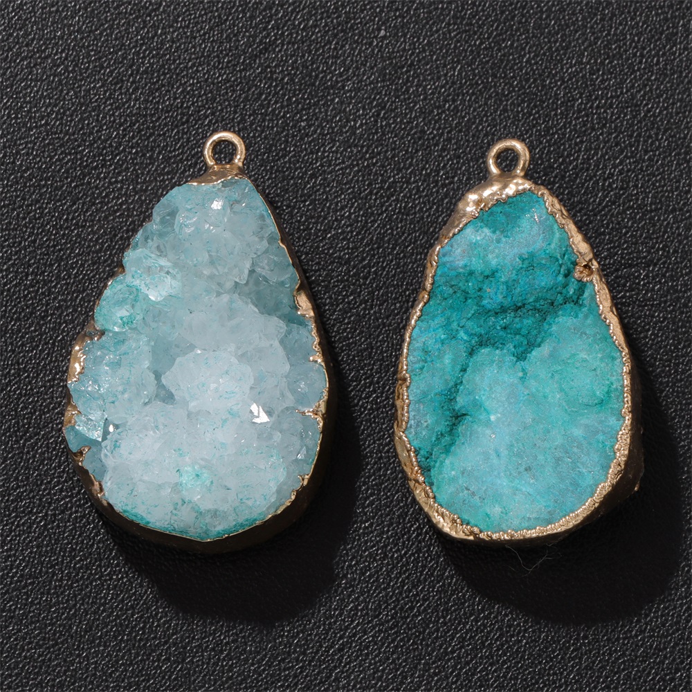 1PC Natural Agate Geode Pendan - Crystal Pendant Necklace Natural Stone ulasan dan harga