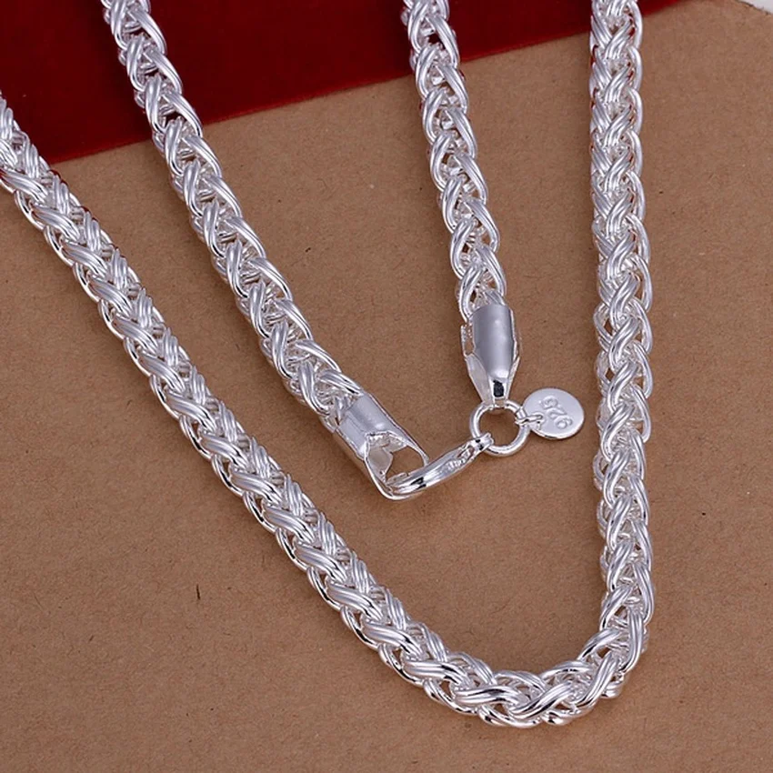 50cm 925 Sterling Silver 6MM N - 925 Sterling Silver Chain Necklace Men ulasan dan harga