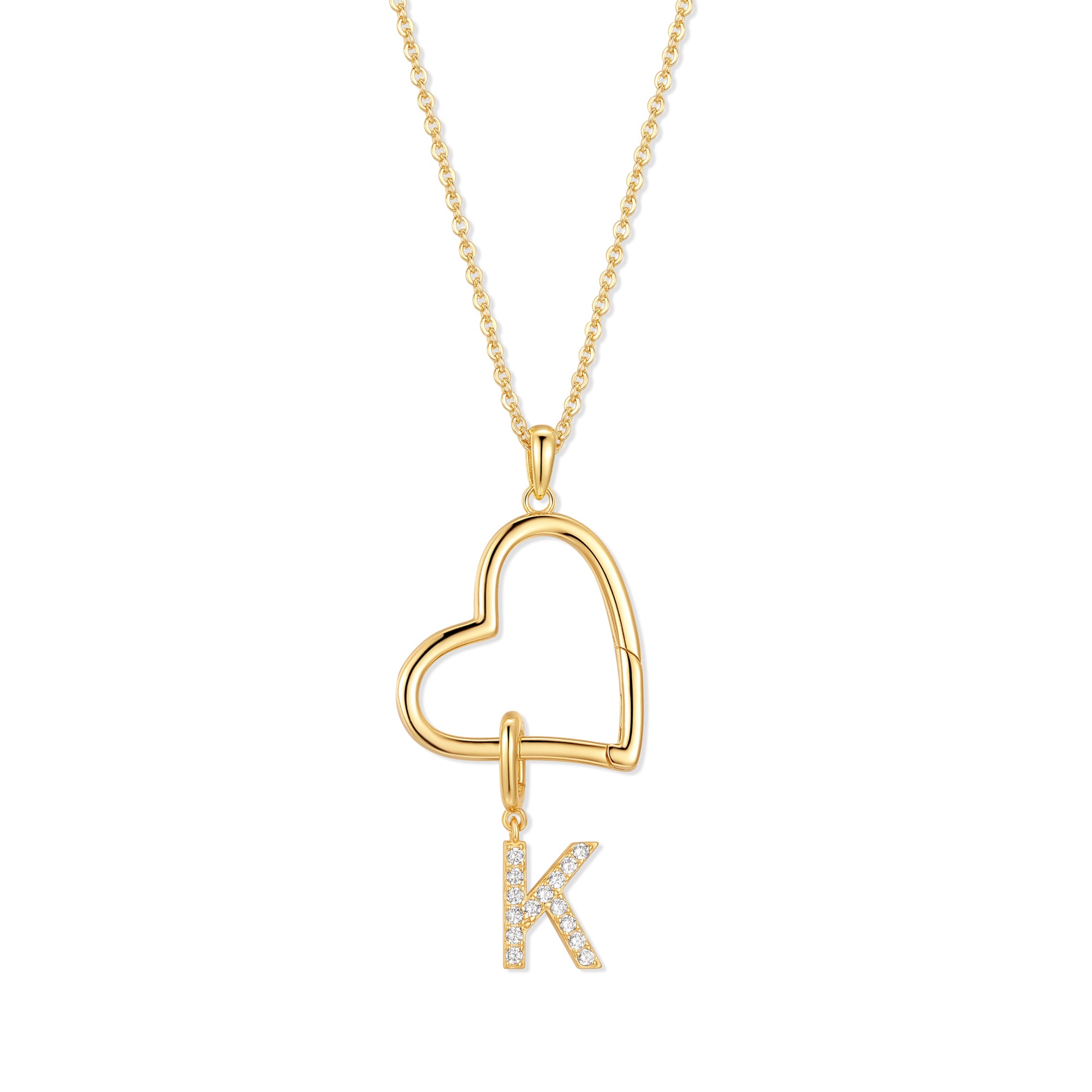 Custom Initial Open Heart Neck - Initial Letter Necklace 18K Gold ulasan dan harga