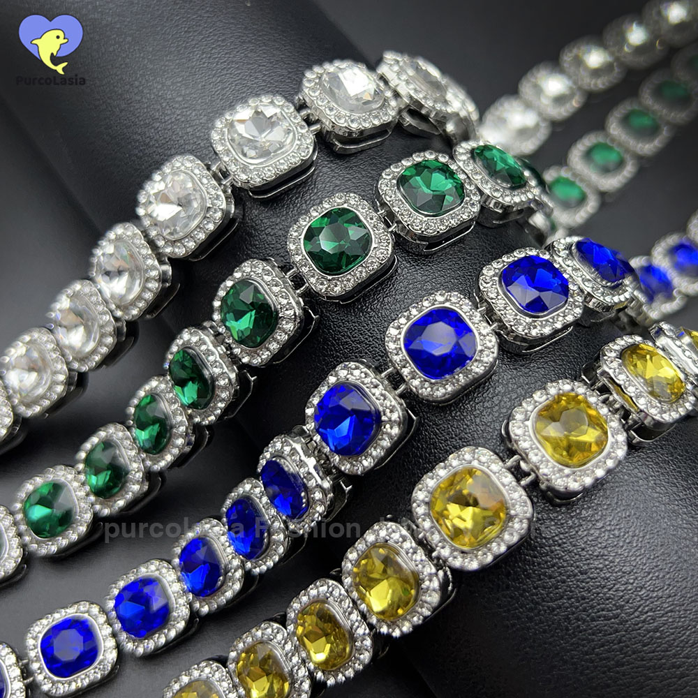 Brilliant Multi Colors Iced Ou - Cuban Link Chain 12Mm ulasan dan harga