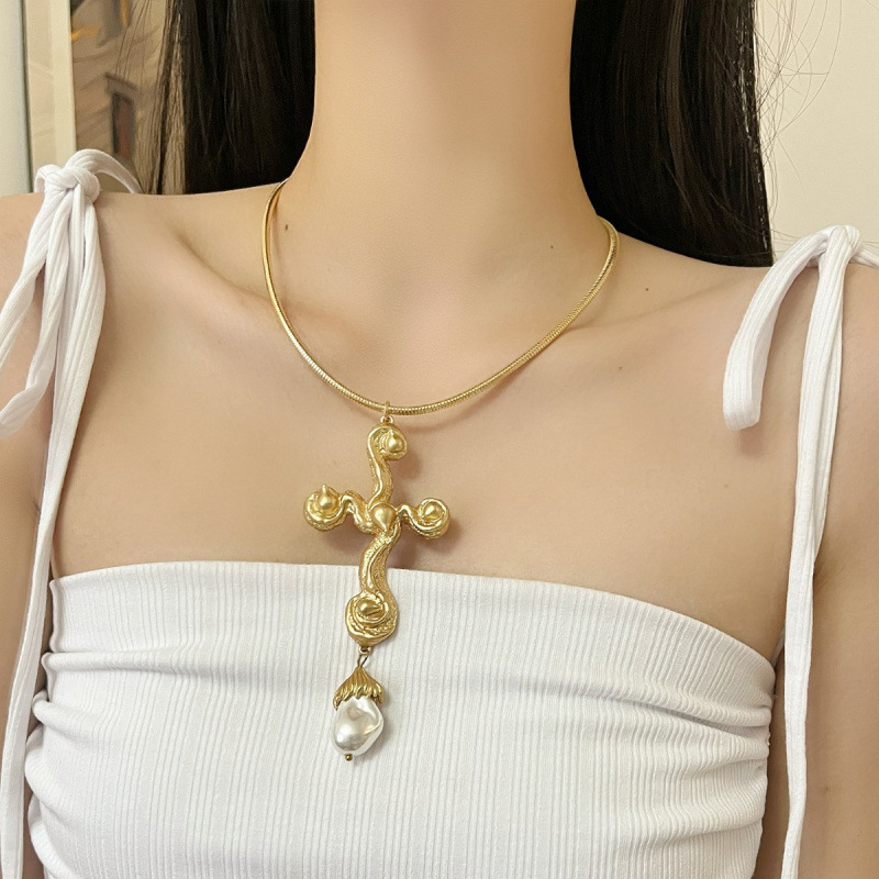 Vintage Exaggerated Baroque Pe - Pearl Choker Necklace Vintage ulasan dan harga