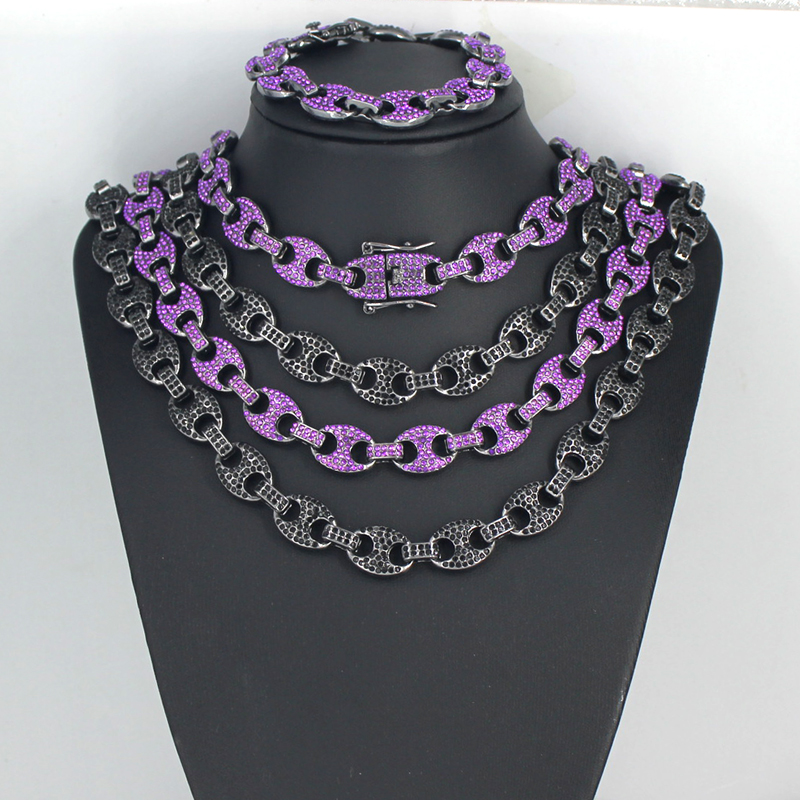 Men Women HipHop 12mm Black Pu - Cuban Link Chain 12Mm ulasan dan harga