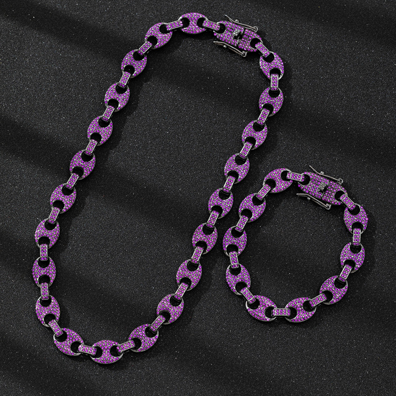 Men Women HipHop 12mm Black Pu - Cuban Link Chain 12Mm ulasan dan harga