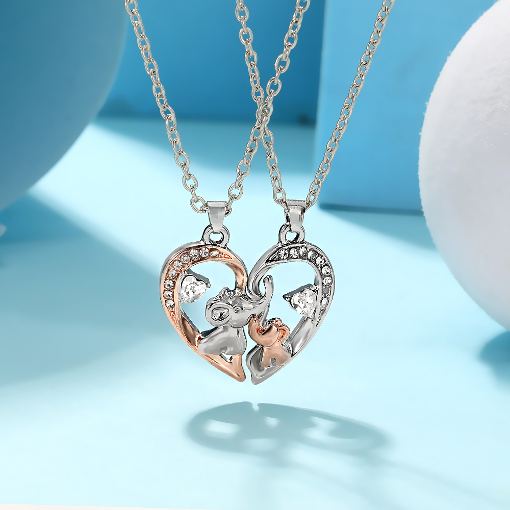 2Pcs Magnetic Matching Heart E - Magnetic Couple Matching Necklaces ulasan dan harga