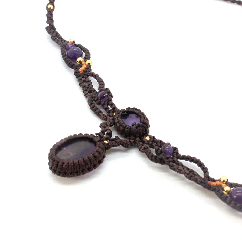 Crystal Braided Macrame Stone  - Crystal Pendant Necklace Natural Stone ulasan dan harga