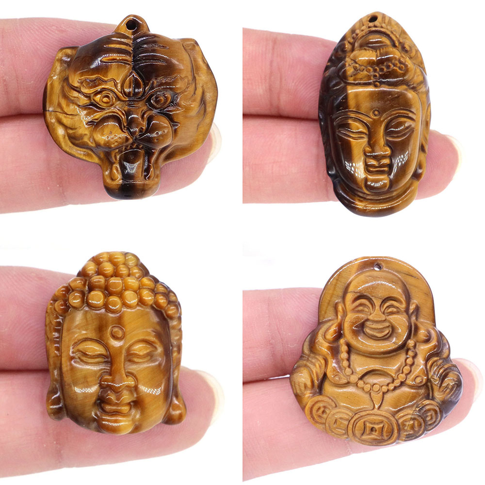 Natural Stones Tiger Eye Reiki - Crystal Pendant Necklace Natural Stone ulasan dan harga