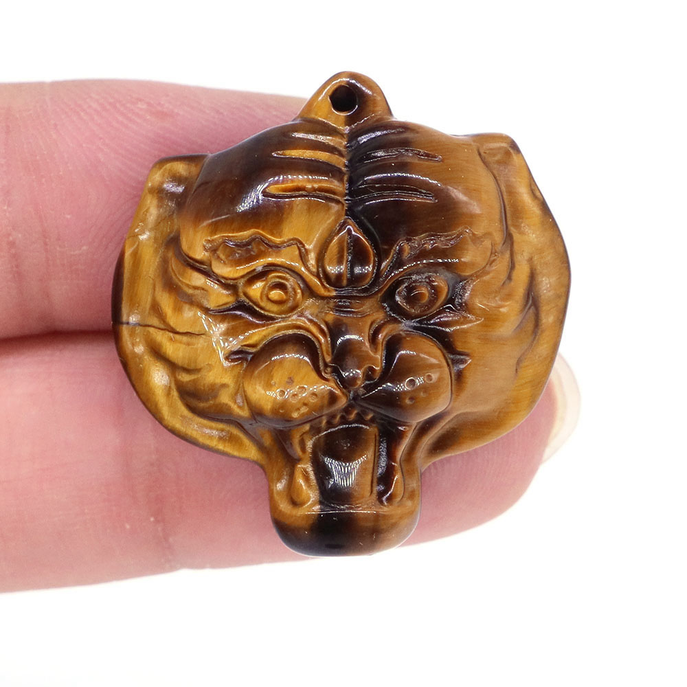 Natural Stones Tiger Eye Reiki - Crystal Pendant Necklace Natural Stone ulasan dan harga