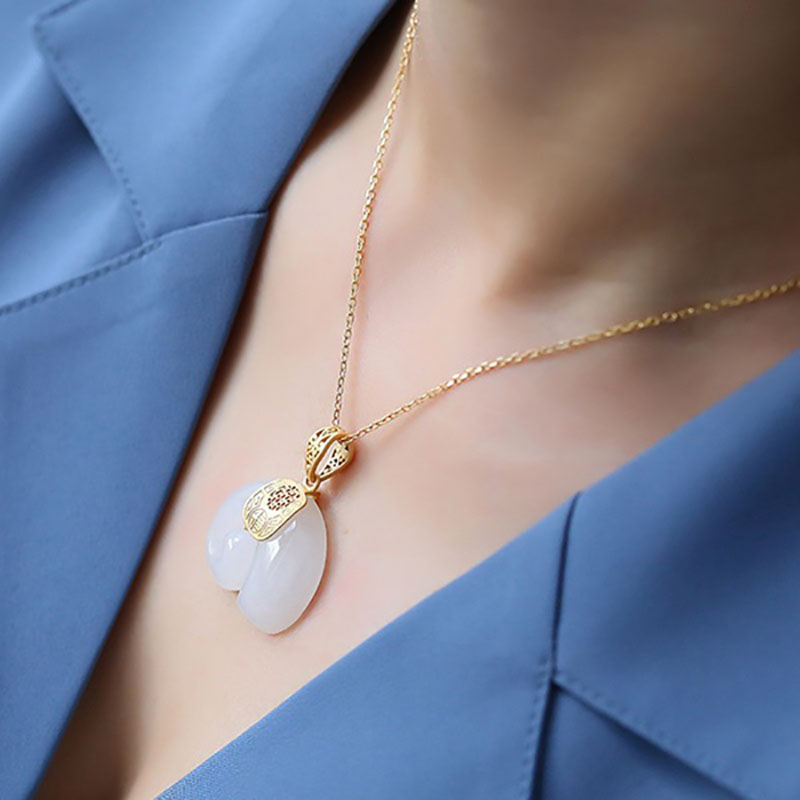 Boutique Natural Stone Hetian  - Crystal Pendant Necklace Natural Stone ulasan dan harga