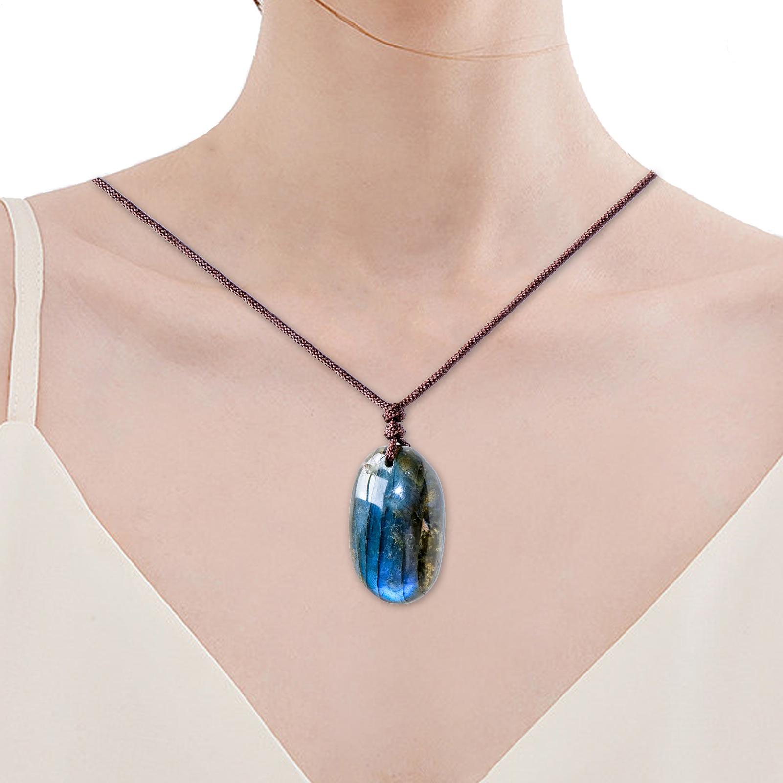 Natural Labradorite Pendant Ne - Crystal Pendant Necklace Natural Stone ulasan dan harga