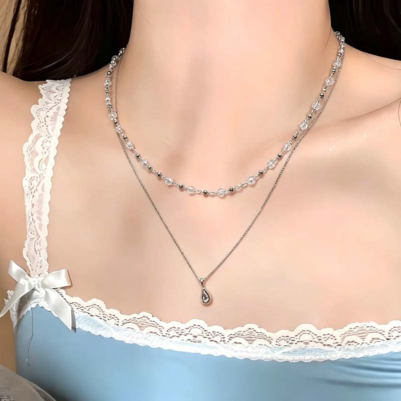 New Fashion Water Droplet Pend - Layered Pendant Necklace Aesthetic ulasan dan harga