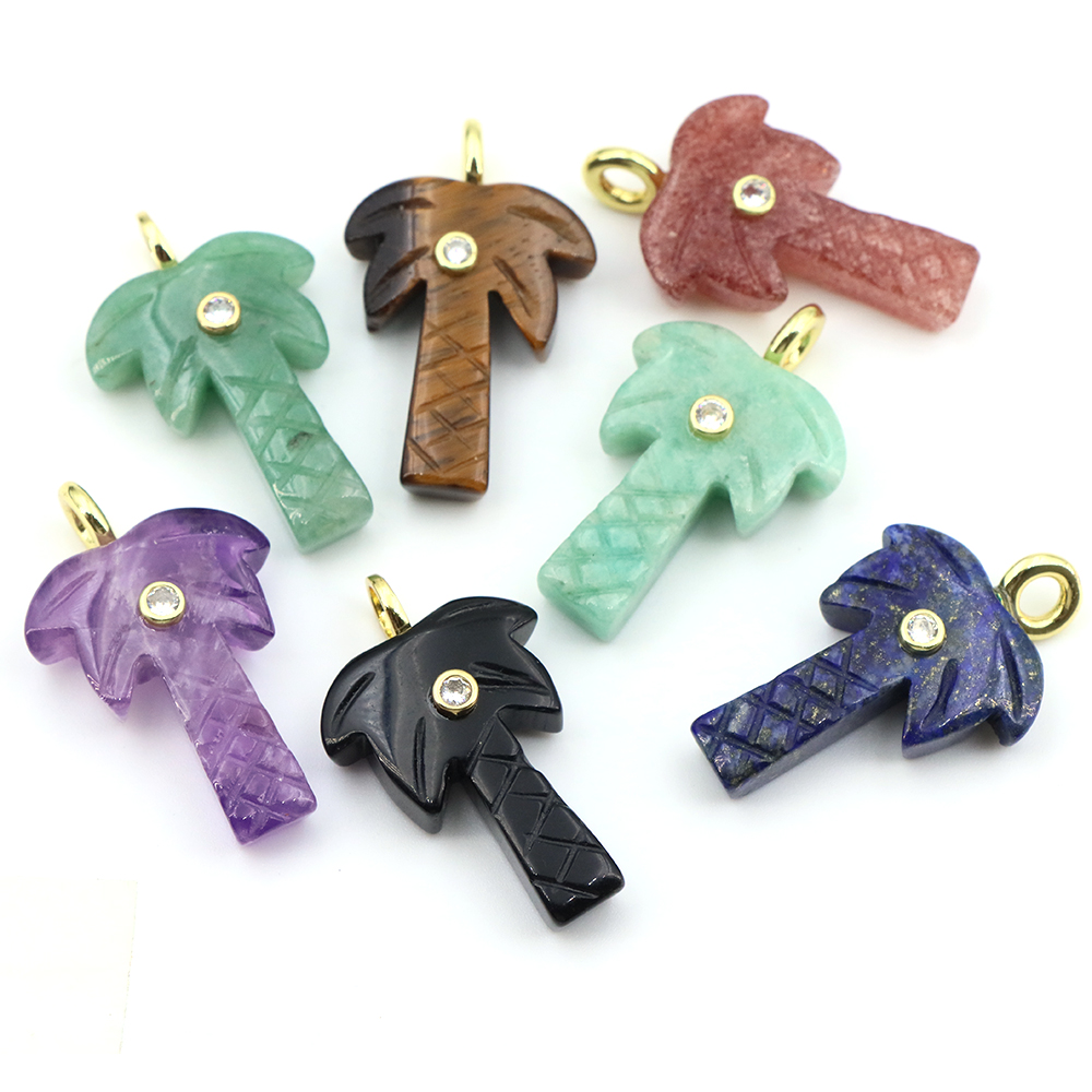 30mm Natural Stone Coconut Tre - Crystal Pendant Necklace Natural Stone ulasan dan harga