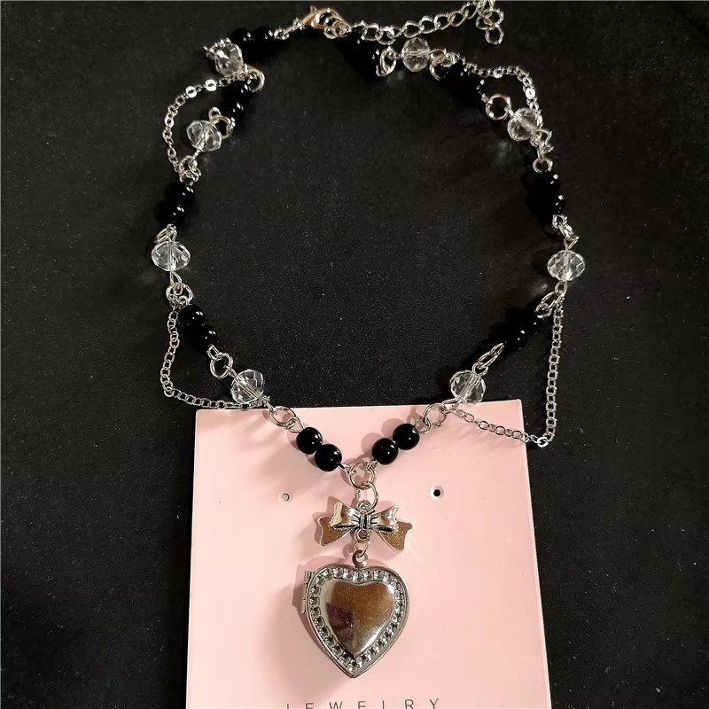 Goth Y2K Heart Locket Pendant  - Heart Locket Necklace Photo ulasan dan harga