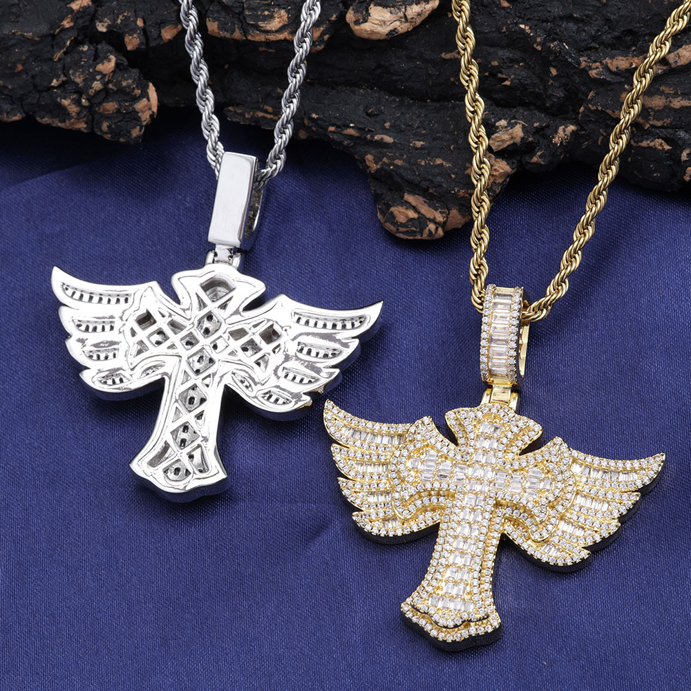 Hip Hop Full Diamond 18k gold  - Cross Pendant Necklace Gold ulasan dan harga
