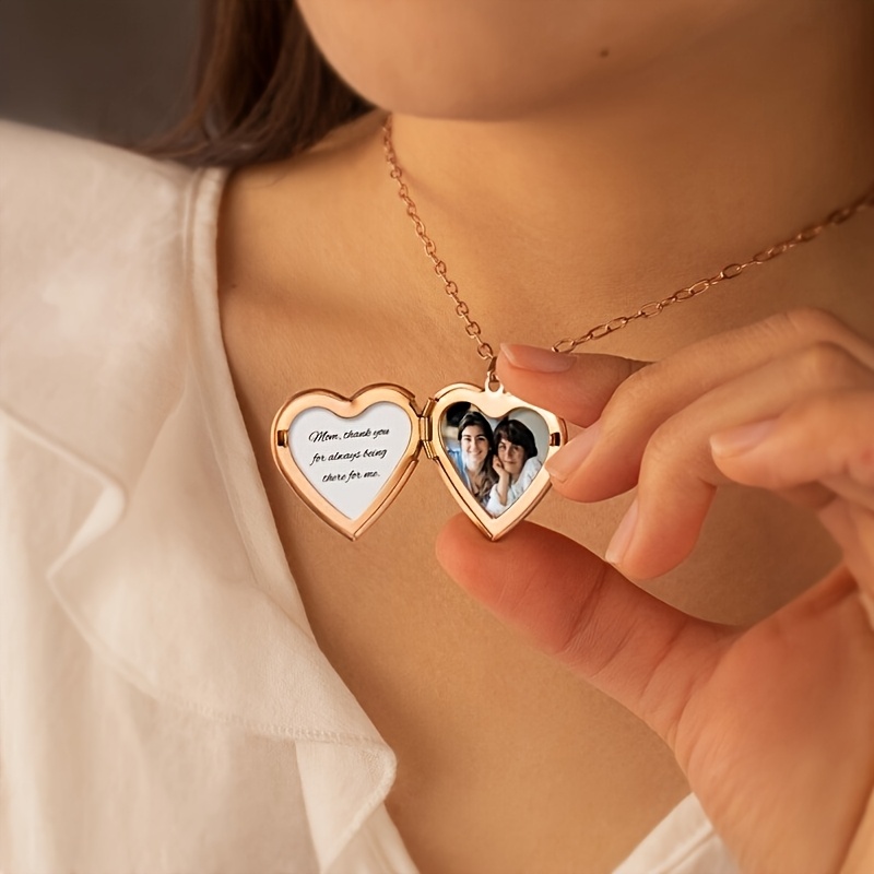 Custom 1/2 Photo Necklace Hear - Heart Locket Necklace Photo ulasan dan harga