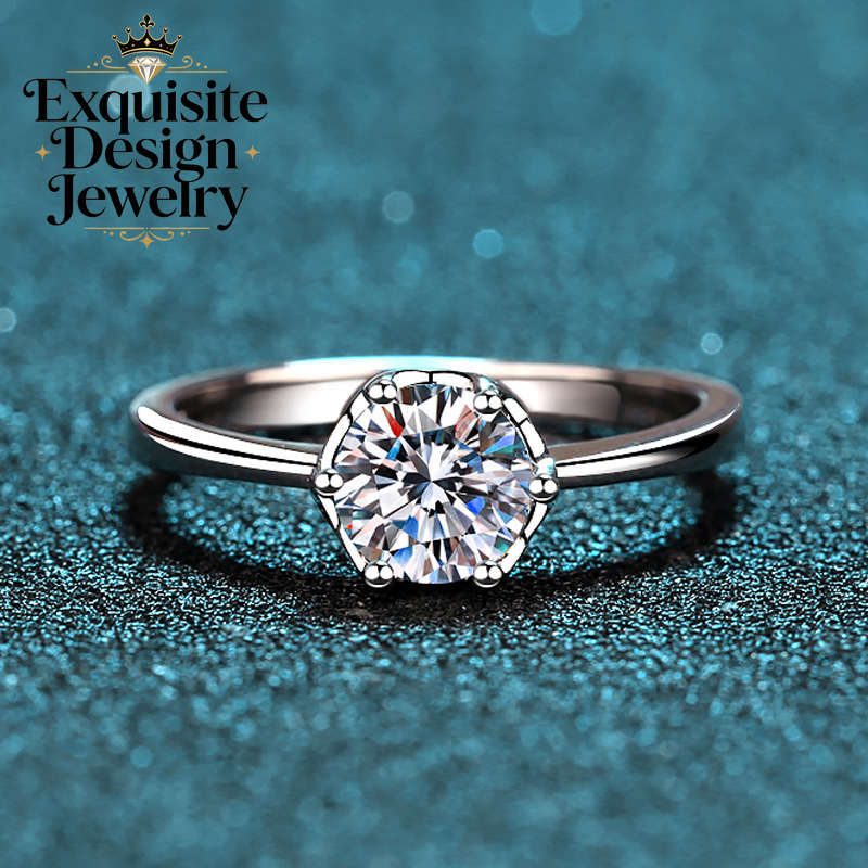 Exquisite Platinum PT950 Brigh - Moissanite Engagement Ring 1 Carat ulasan dan harga